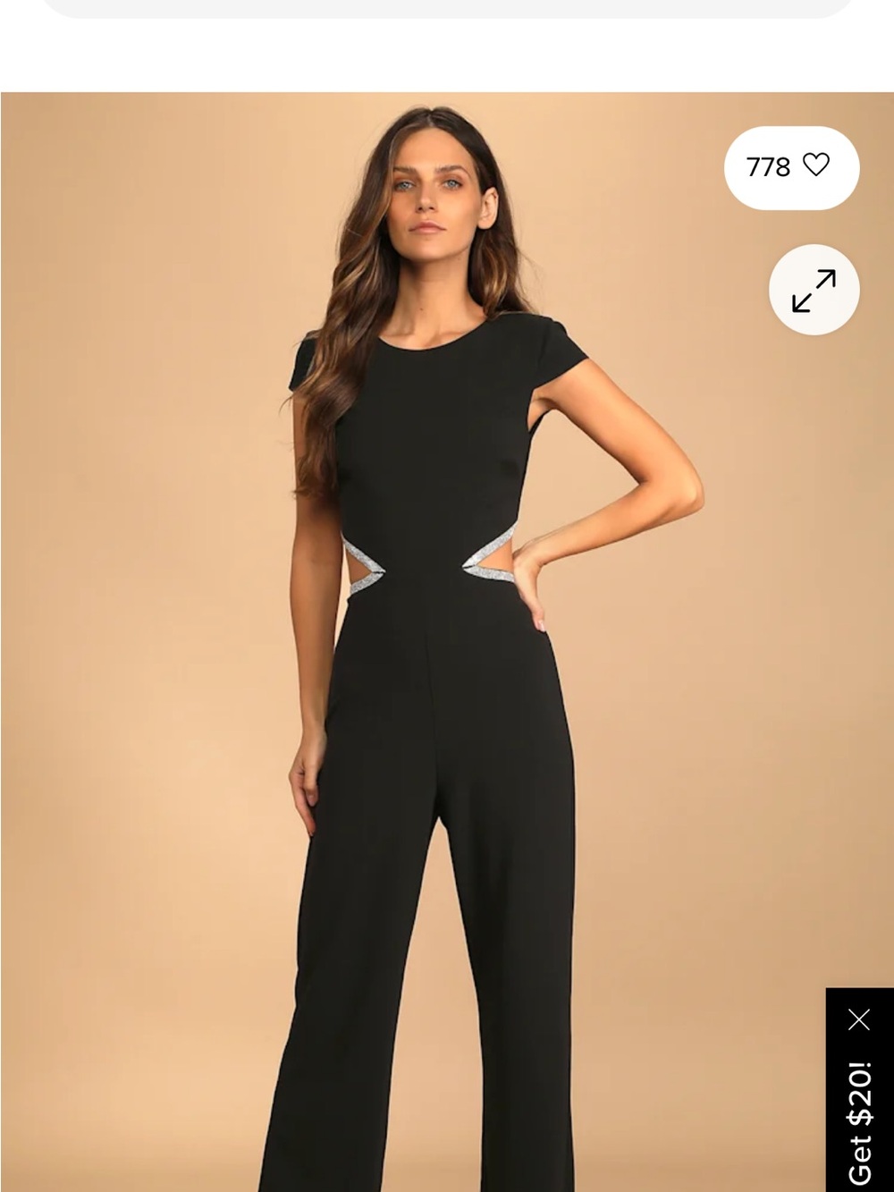 Lulus; perfectly Glamorous Black Rhinestone Cutout Jumpsuit